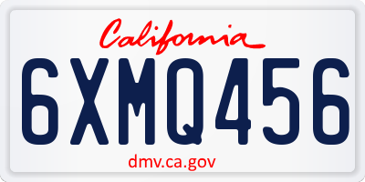CA license plate 6XMQ456