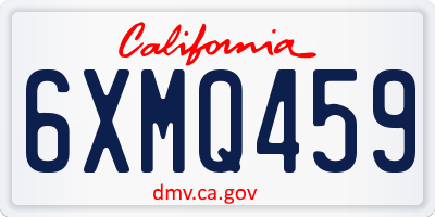 CA license plate 6XMQ459