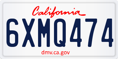CA license plate 6XMQ474