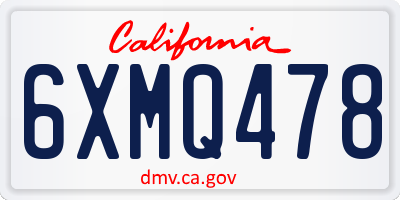 CA license plate 6XMQ478