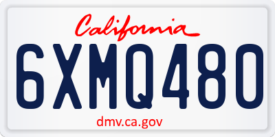 CA license plate 6XMQ480