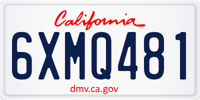 CA license plate 6XMQ481