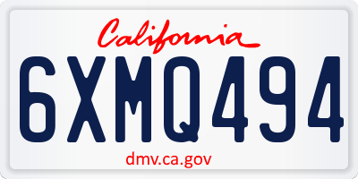 CA license plate 6XMQ494