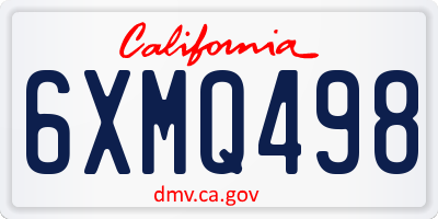CA license plate 6XMQ498