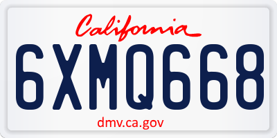 CA license plate 6XMQ668