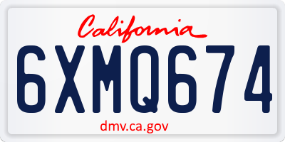 CA license plate 6XMQ674