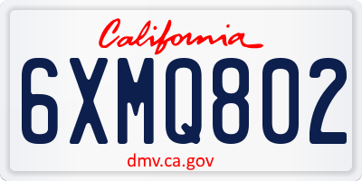 CA license plate 6XMQ802