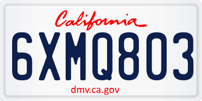 CA license plate 6XMQ803