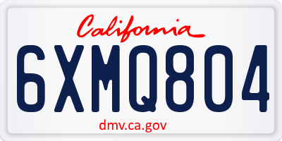 CA license plate 6XMQ804