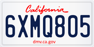 CA license plate 6XMQ805