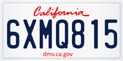 CA license plate 6XMQ815
