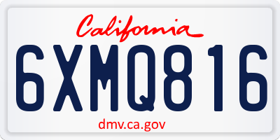 CA license plate 6XMQ816
