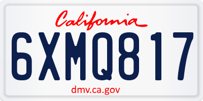 CA license plate 6XMQ817