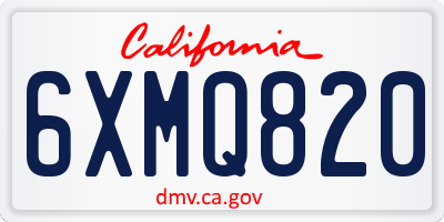 CA license plate 6XMQ820