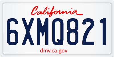 CA license plate 6XMQ821