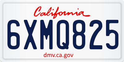 CA license plate 6XMQ825