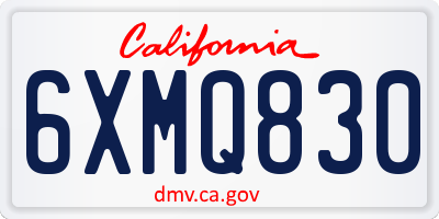 CA license plate 6XMQ830