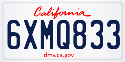 CA license plate 6XMQ833