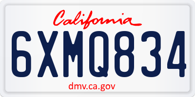 CA license plate 6XMQ834