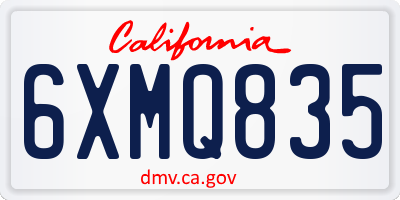 CA license plate 6XMQ835