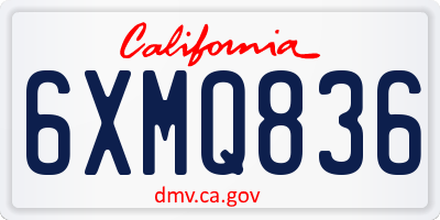 CA license plate 6XMQ836
