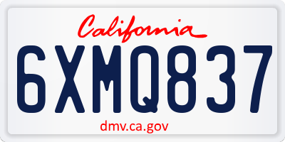 CA license plate 6XMQ837