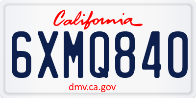 CA license plate 6XMQ840