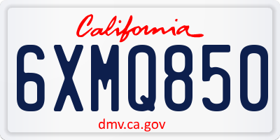 CA license plate 6XMQ850