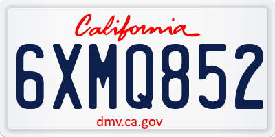 CA license plate 6XMQ852