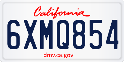 CA license plate 6XMQ854