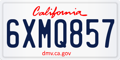 CA license plate 6XMQ857