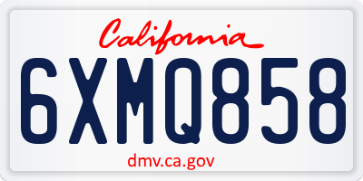 CA license plate 6XMQ858