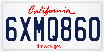 CA license plate 6XMQ860