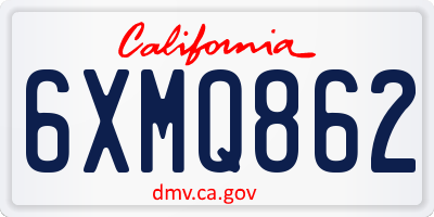CA license plate 6XMQ862