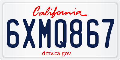 CA license plate 6XMQ867