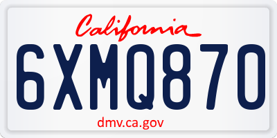 CA license plate 6XMQ870