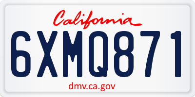 CA license plate 6XMQ871