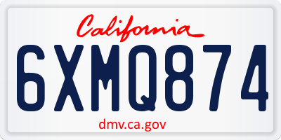 CA license plate 6XMQ874