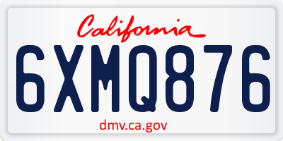 CA license plate 6XMQ876