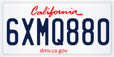 CA license plate 6XMQ880