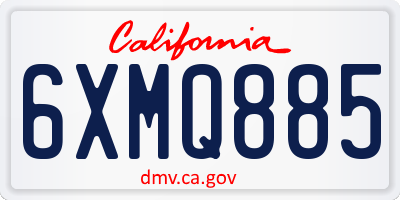 CA license plate 6XMQ885