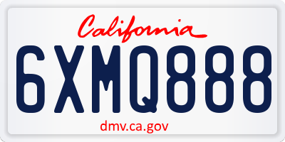 CA license plate 6XMQ888