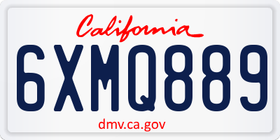 CA license plate 6XMQ889