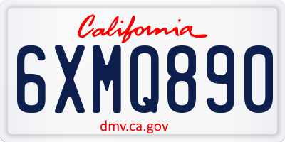 CA license plate 6XMQ890
