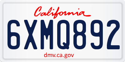 CA license plate 6XMQ892