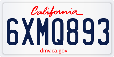 CA license plate 6XMQ893