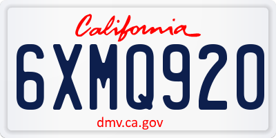 CA license plate 6XMQ920