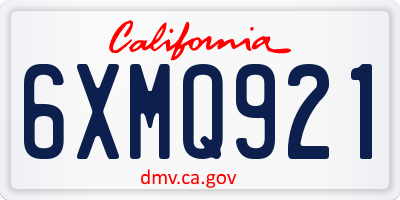CA license plate 6XMQ921