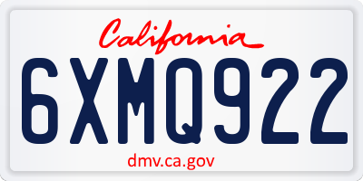 CA license plate 6XMQ922