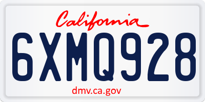 CA license plate 6XMQ928